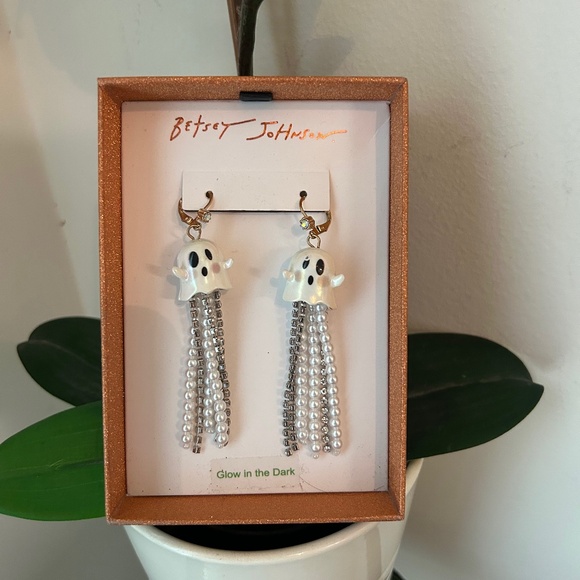 Betsey Johnson Jewelry - Betsey Johnson NIB Glow in the Dark Ghost Bedazzled Dangle Earrings